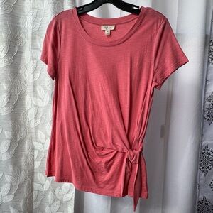 Style & Co Pink Tie Front Short Sleeve Tee